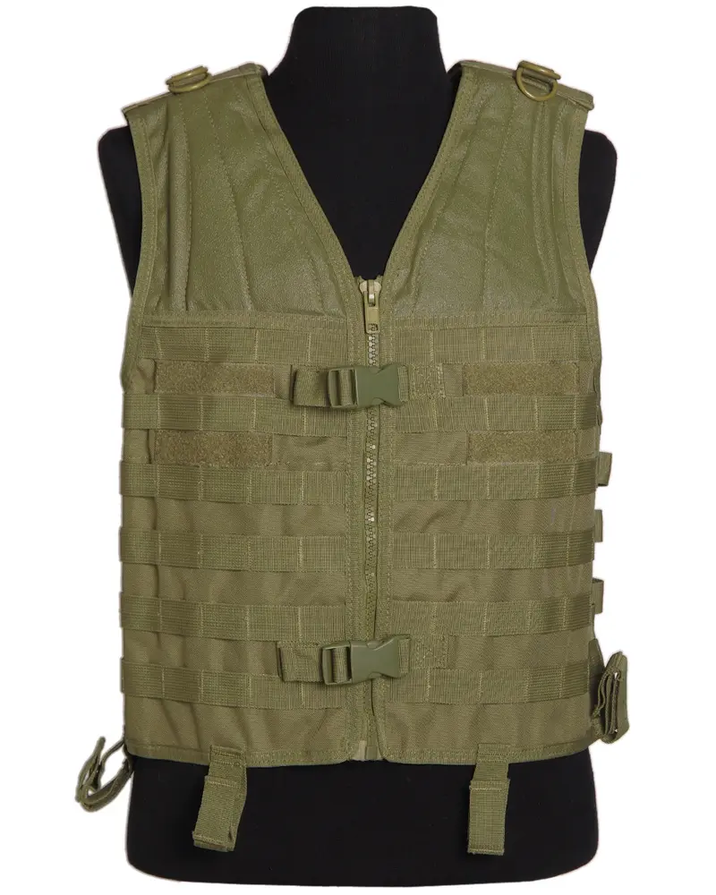 Mil-Tec Chaleco Táctico MOLLE Carrier Verde Oliva - Chaleco Portaplacas Militar