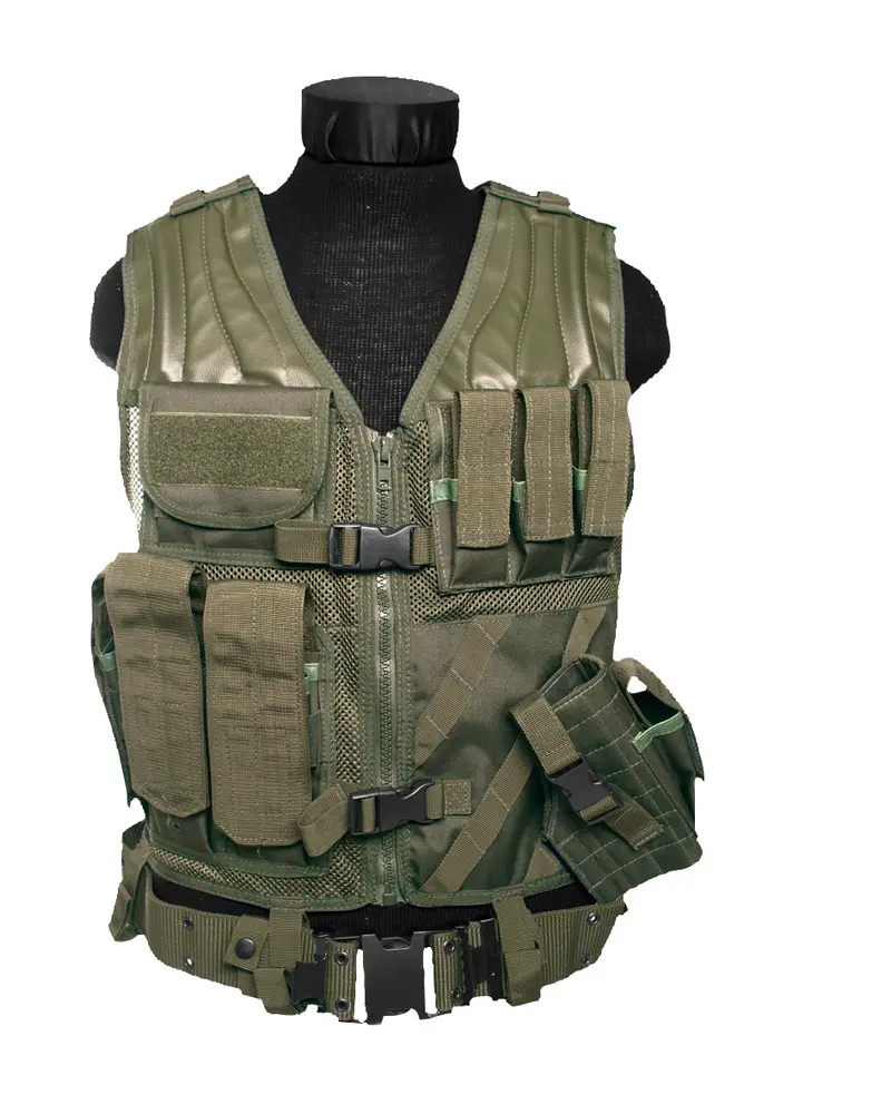 Mil-Tec Chaleco Táctico USMC con Sistema de Cinturón Integrado Color Oliva