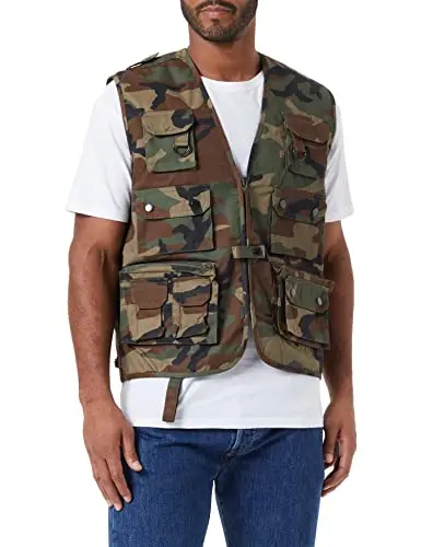 Mil-Tec Chaleco Woodland Unisex - Chaleco Militar Táctico Camuflaje