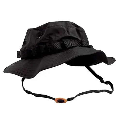 Mil-Tec Chambergo Boonie Tres Capas Negro - Sombrero Táctico Impermeable