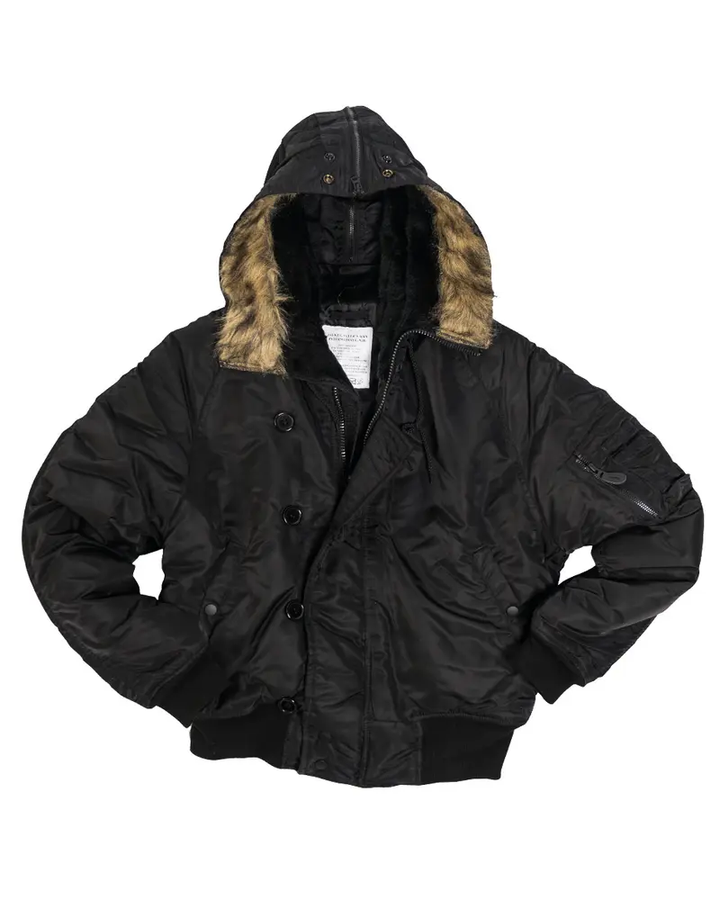 Mil-Tec Chaqueta Aviador US N2B Basic Negro - Estilo Militar Auténtico