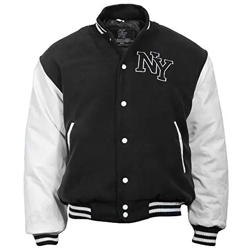 Mil-Tec Chaqueta Baseball NY Bomber Negra y Blanca con Parche