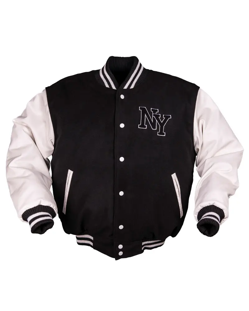 Mil-Tec Chaqueta Baseball NY con Parches Negro/Blanco