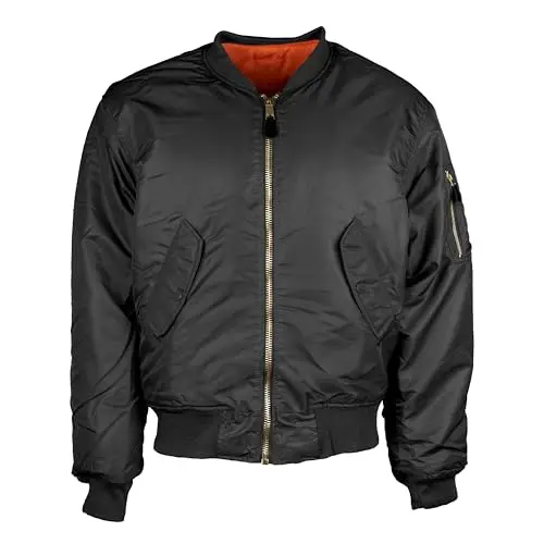 Mil-Tec Chaqueta Bomber MA1 Basic Negra - Cazadora Militar Clásica