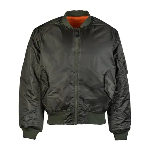 Mil-Tec Chaqueta Bomber MA1 Militar Oliva - Cazadora Aviador Estilo Vintage
