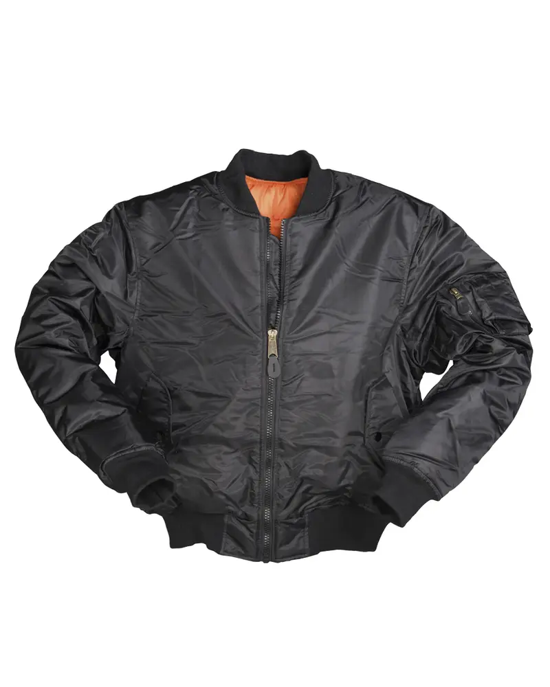 Mil-Tec Chaqueta Bomber MA1 Tipo Aviador Negra - Estilo Militar Clásico