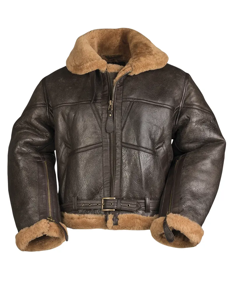 Mil-Tec Chaqueta Bomber RAF Piel de Cordero Británica Estilo Aviador