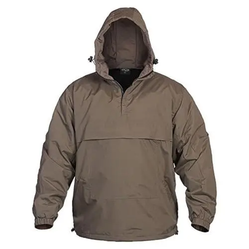 Mil-Tec Chaqueta cortavientos para hombre Combat Anorak Summer • Chaqueta ligera con capucha • Chaqueta cortavientos impermeable para hombre • Chaqueta táctica para exteriores • Coyote/negro/oliva, S