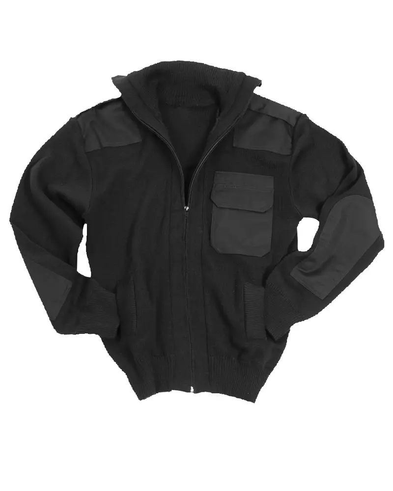 Mil-Tec Chaqueta de Punto Militar 80% Lana 20% Poliacrílico Negro