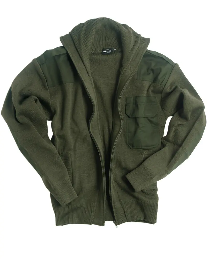 Mil-Tec Chaqueta de Punto Militar 80% Lana 20% Poliacrílico Verde Oliva