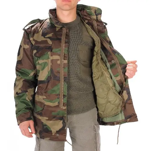 Mil-Tec Chaqueta Militar M65 Woodland - Chaqueta Táctica de Campo US Army