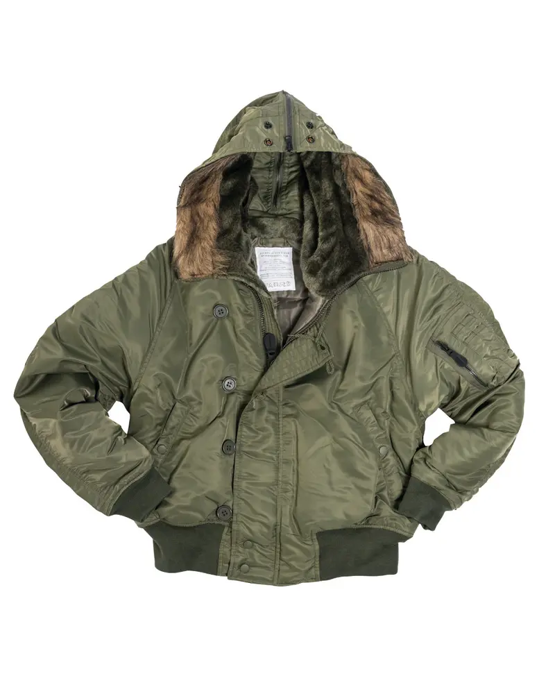 Mil-Tec Chaqueta Militar N2B Basic Oliva - Cazadora Estilo Aviador
