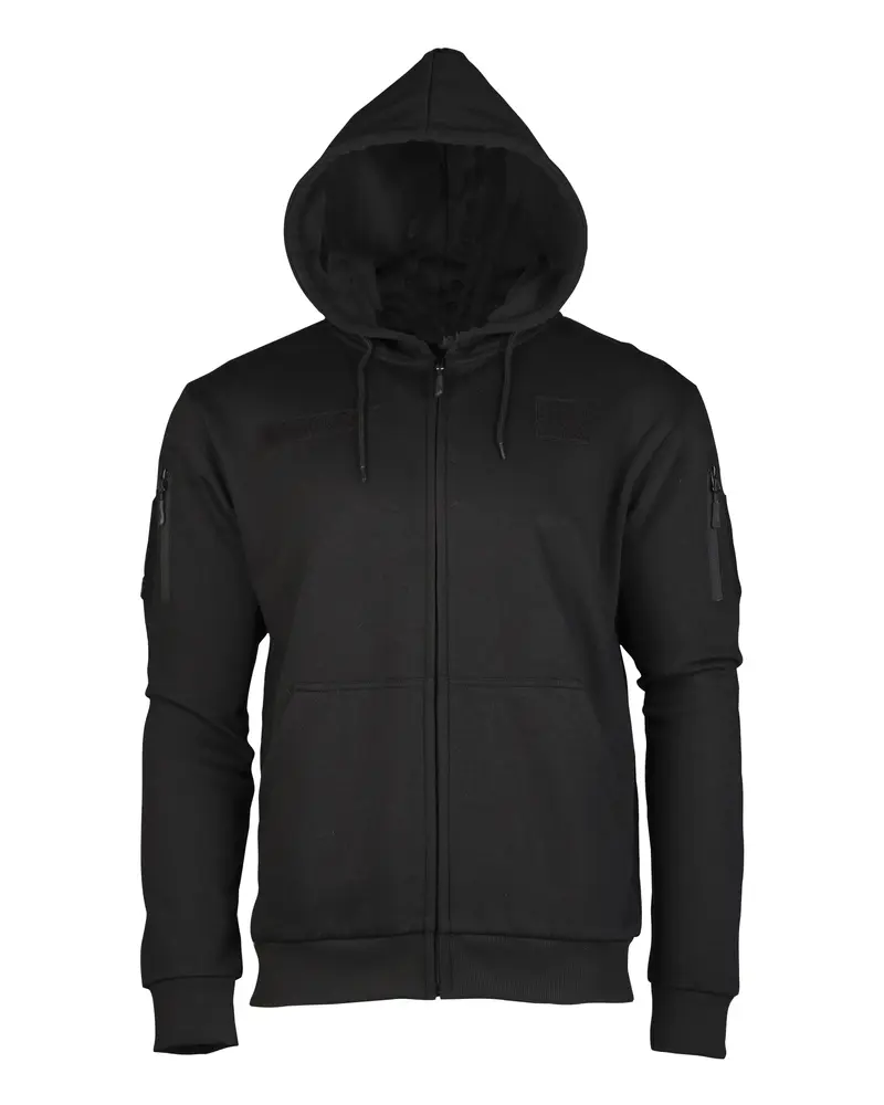 Mil-Tec Chaqueta Táctica con Capucha Negra - Construcción Robusta y Múltiples Bolsillos