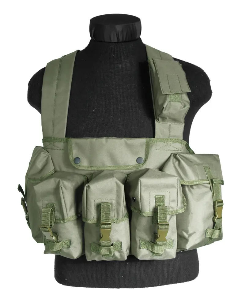 Mil-Tec Chest Rig 6-Pocket Oliv - Chaleco Táctico Militar con 6 Bolsillos