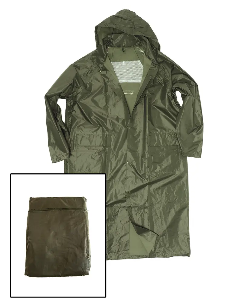 Mil-Tec Chubasquero Militar PES/PVC Verde Oliva - Impermeable Profesional