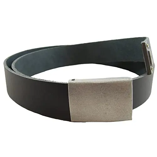 Mil-Tec Cinturón Bundeswehr de Cuero Negro 120cm - Cinturón Militar Táctico
