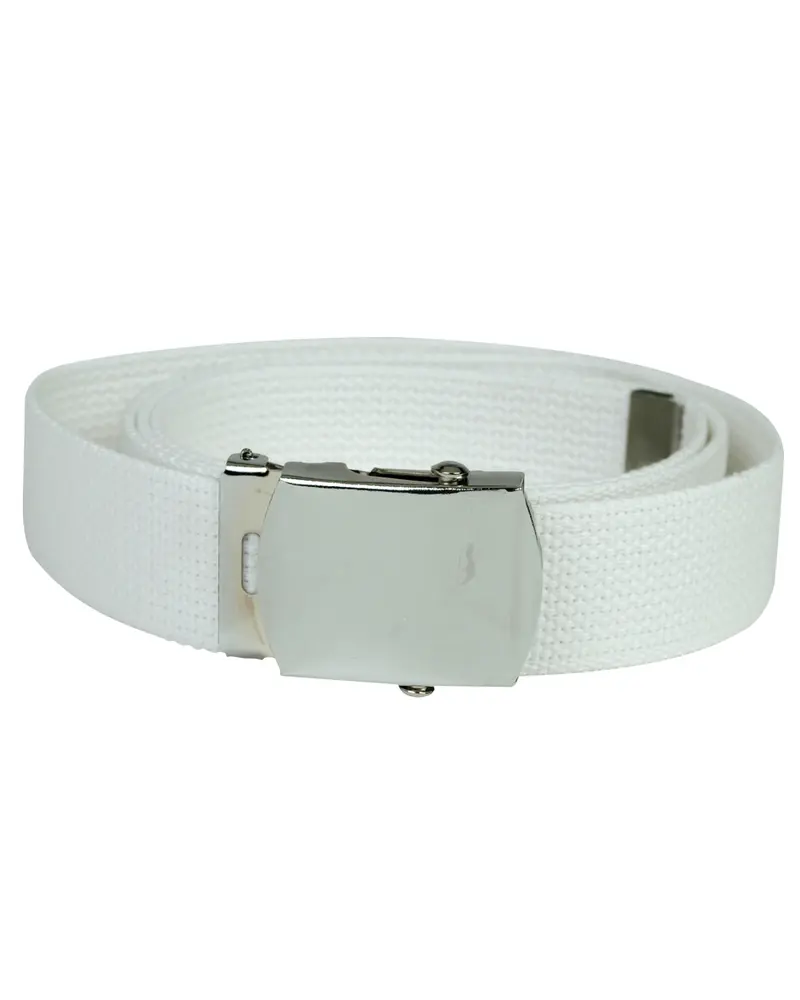Mil-Tec Cinturón Militar US Cotton Blanco - Cinturón de Trabajo Resistente
