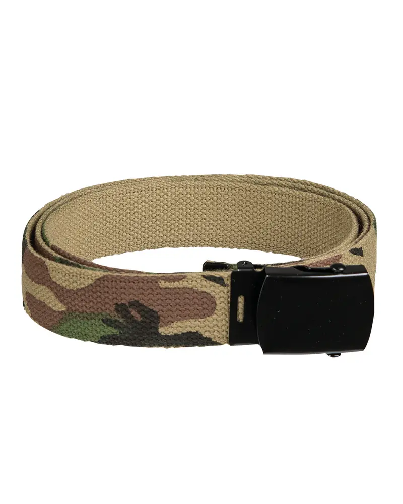 Mil-Tec Cinturón Táctico US Cotton Woodland - Resistente y Ajustable para Uso Profesional