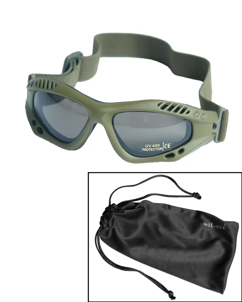 Mil-Tec Commando Brille Air Pro Gafas Tácticas Oliva Lentes Ahumadas