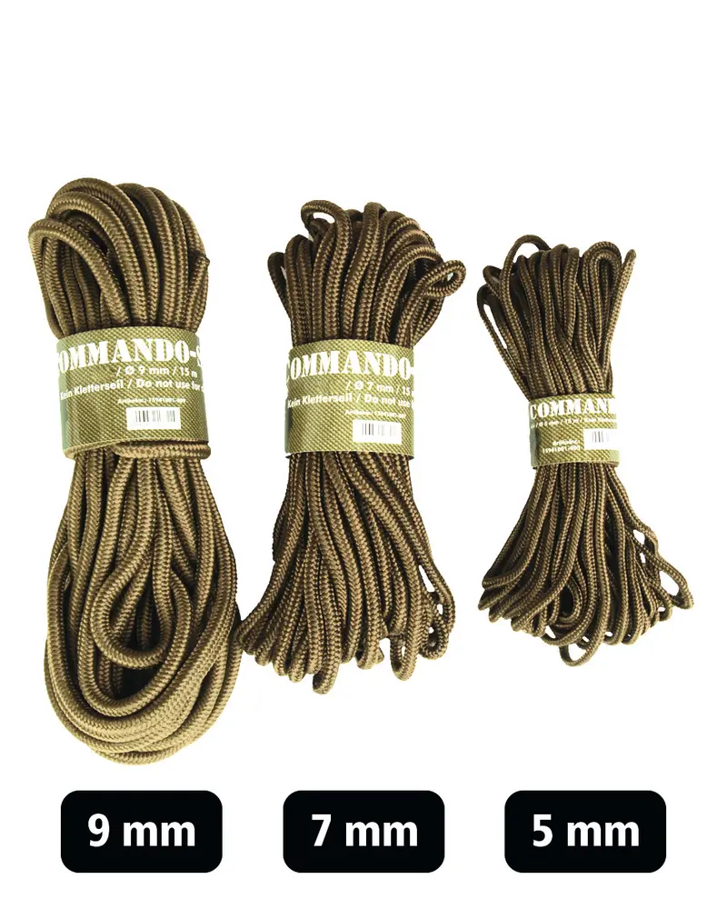 Mil-Tec Commando-Seil Coyote 5mm - Cuerda Táctica Resistente 15 Metros