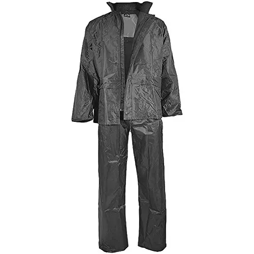 Mil-Tec Conjunto Impermeable Negro - Traje de Lluvia Completo Táctico