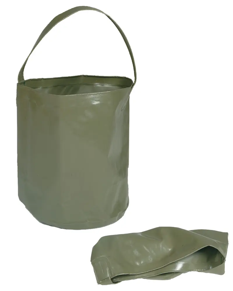 Mil-Tec Cubo de Agua Plegable 10L Verde Oliva - Contenedor Flexible para Camping