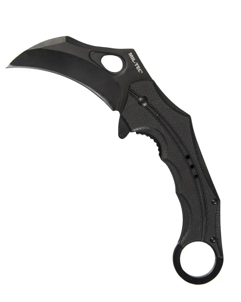 Mil-Tec Cuchillo Karambit G10 Negro - Cuchillo Táctico de Una Mano