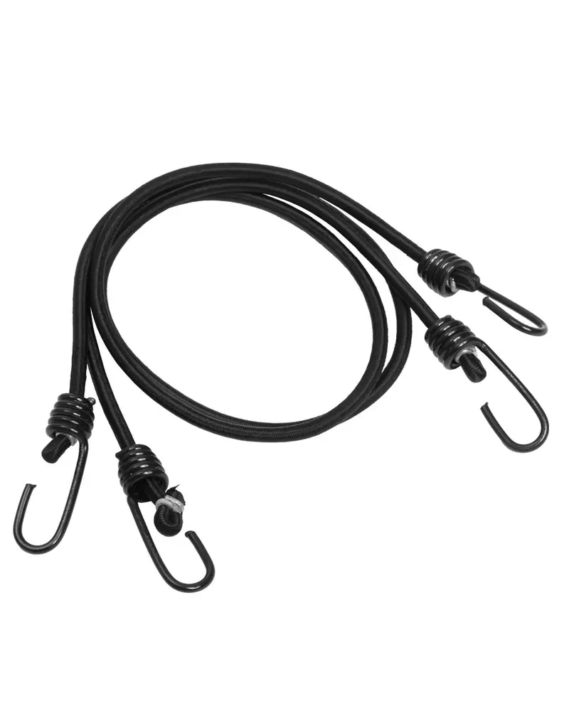 Mil-Tec Cuerdas Elásticas con Ganchos (Par) Negro - Expanderschnur para Camping y Aire Libre