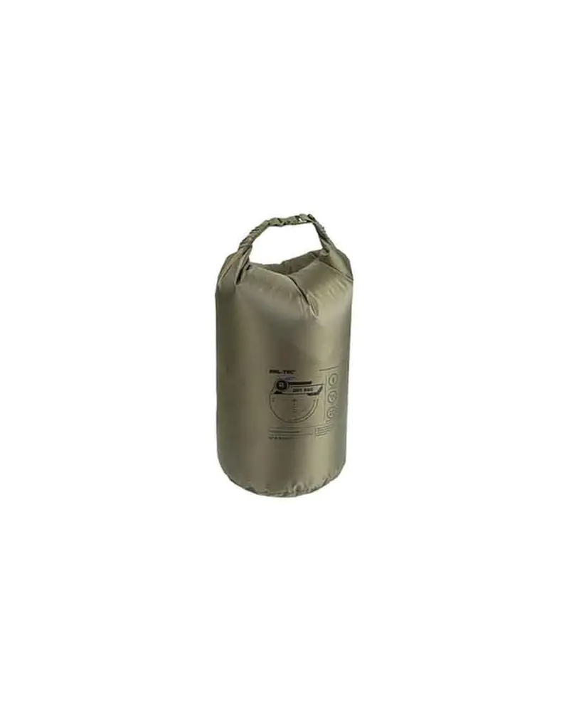 Mil-Tec Dry Bag 5L Oliv - Bolsa Estanca Impermeable para Camping y Actividades al Aire Libre