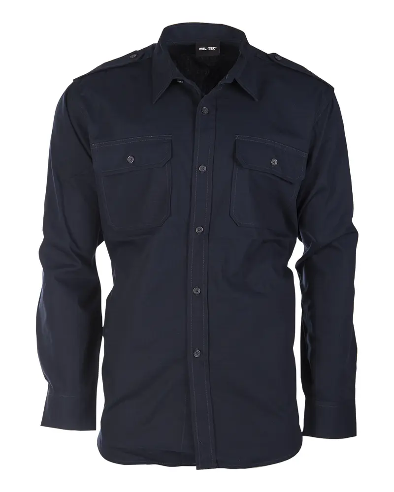 Mil-Tec Feldhemd Ripstop Azul Marino - Camisa Táctica de Trabajo Resistente