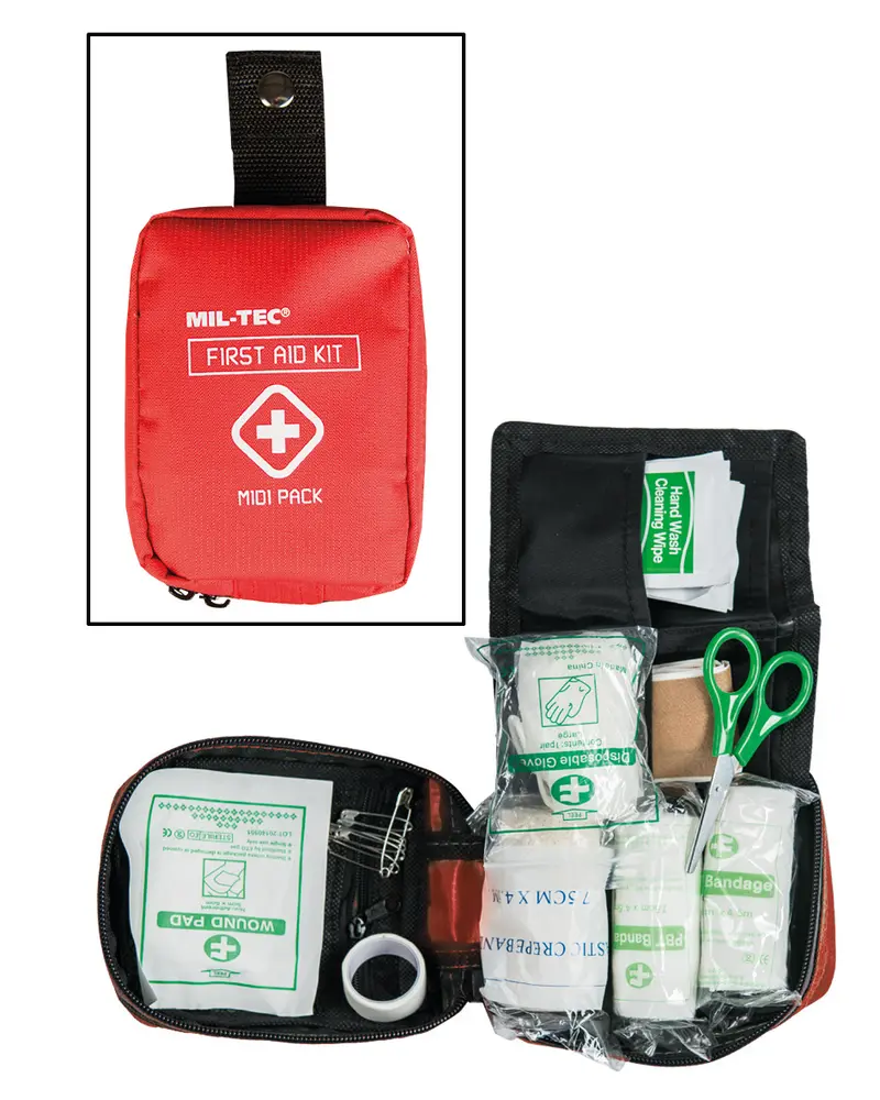 Mil-Tec First Aid Pack Midi Red - Botiquín Primeros Auxilios Compacto 174g