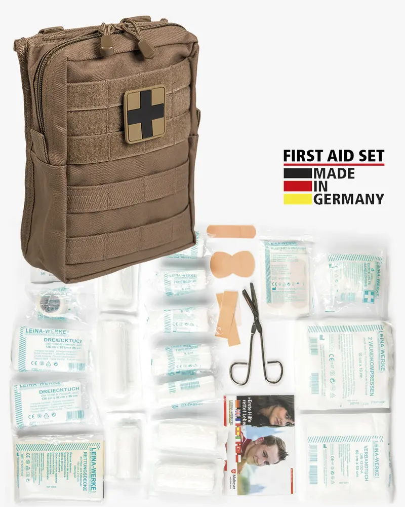 Mil-Tec First Aid Set Leina Pro 43 Piezas Dark Coyote - Botiquín Táctico Profesional