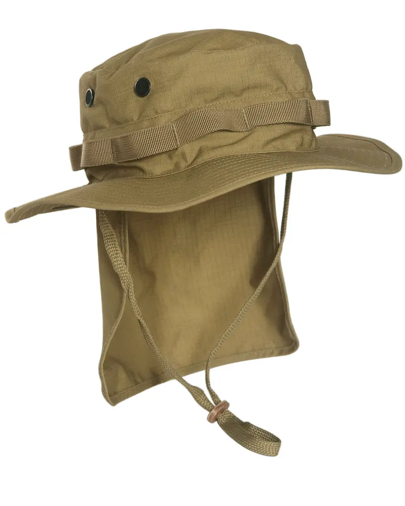 Mil-Tec Gorra Boonie Militar con Protección Cuello Coyote - Sombrero Táctico Ripstop