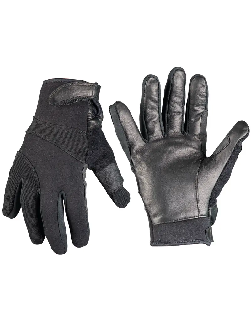 Mil-Tec Guantes Tácticos Neopreno Aramid Negro - Guantes de Trabajo Resistentes