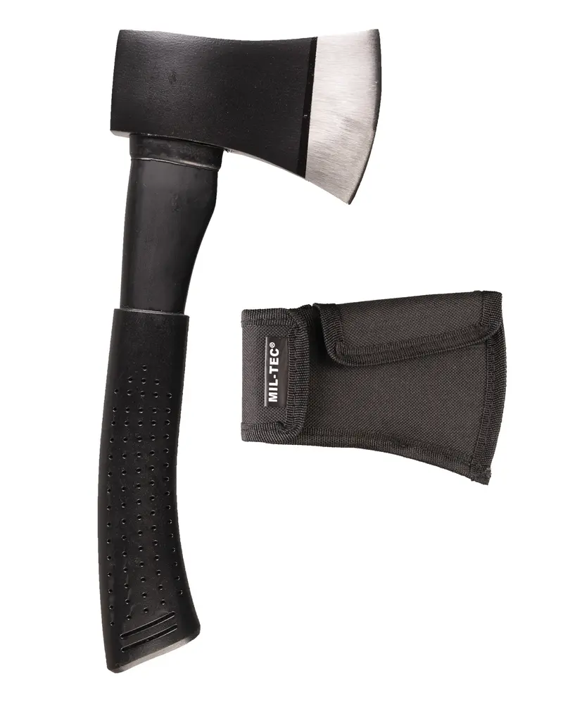 Mil-Tec Hacha de Acero Completo con Funda Negra - Herramienta Profesional