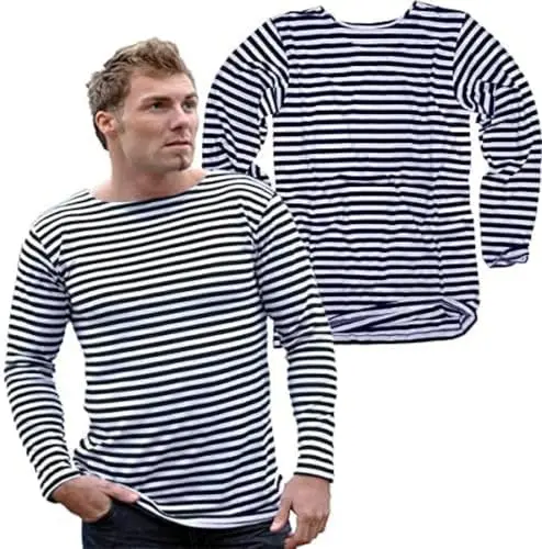Mil-Tec Jersey Marinero Rayas Estilo Ruso - Pullover Militar Tactico