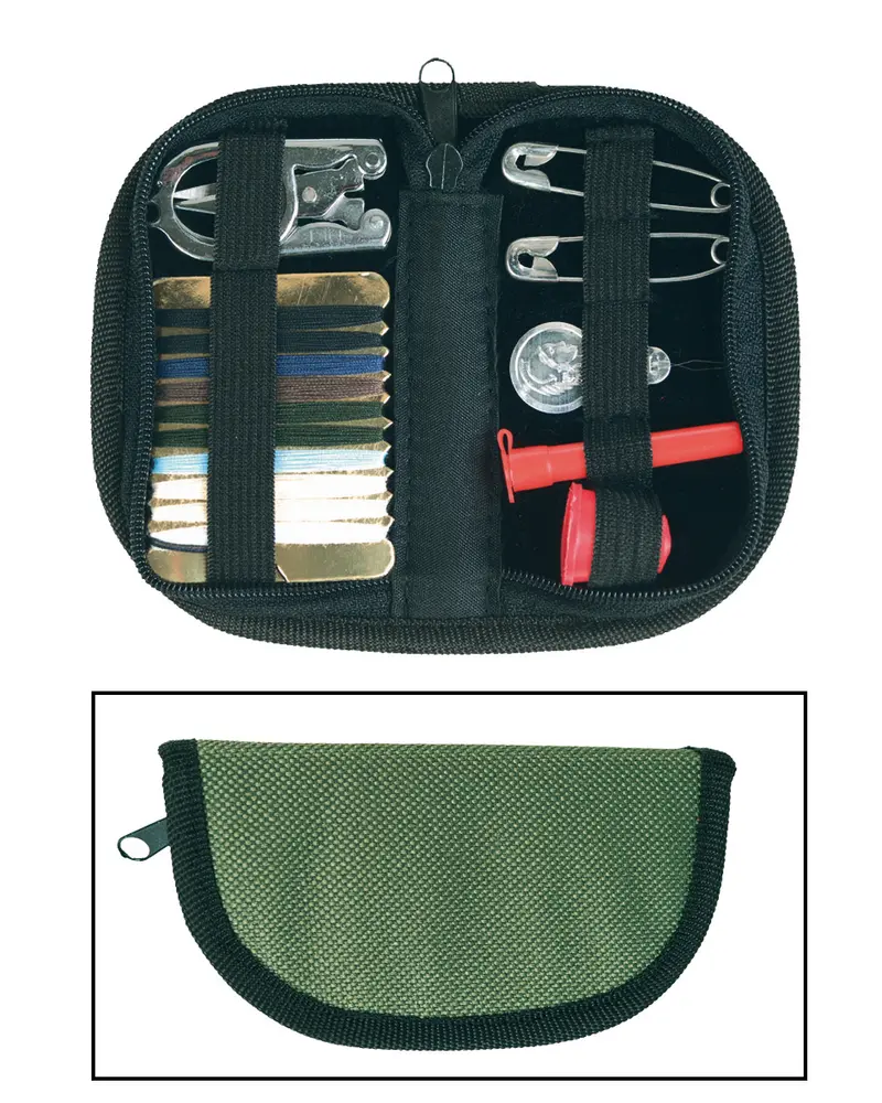Mil-Tec Kit de Costura Militar con Estuche Oliva - Equipo de Reparación Textil Profesional