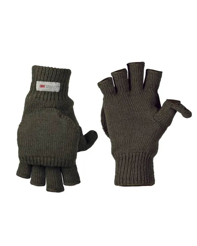 Mil-Tec Klapphandschuhe Oliv - Guantes Militares Tácticos con Dedos Abatibles