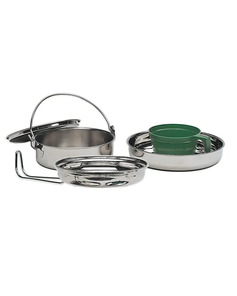 Mil-Tec Koch-Set Acero Inoxidable 1 Persona - Kit Cocina Camping