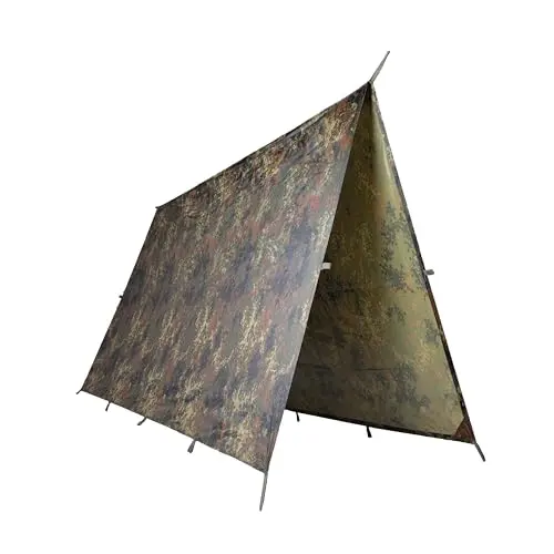 Mil-Tec Lona Impermeable PE 3x3m Flecktarn - Tarp Militar para Camping