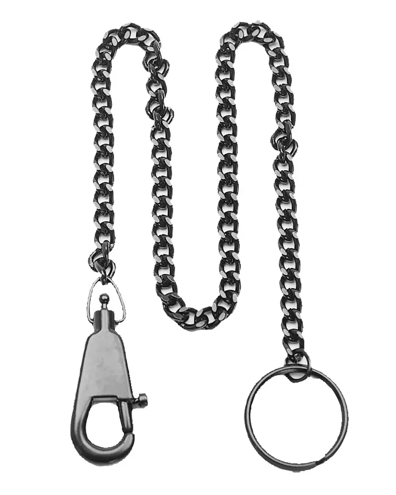 Mil-Tec Messerkette con Mosquetón Negro - Cadena Retráctil para Navaja Táctica