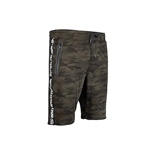 Mil-Tec Miltec Woodland - Pantalones Cortos de Entrenamiento (905), Color Negro