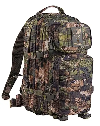 Mil-Tec Mochila unisex de Asalto Rugged Ergonomic Outdoor Camping Hiking Backpack with Padded Shoulder Straps Molle Loops, Wasp I Z3a, S