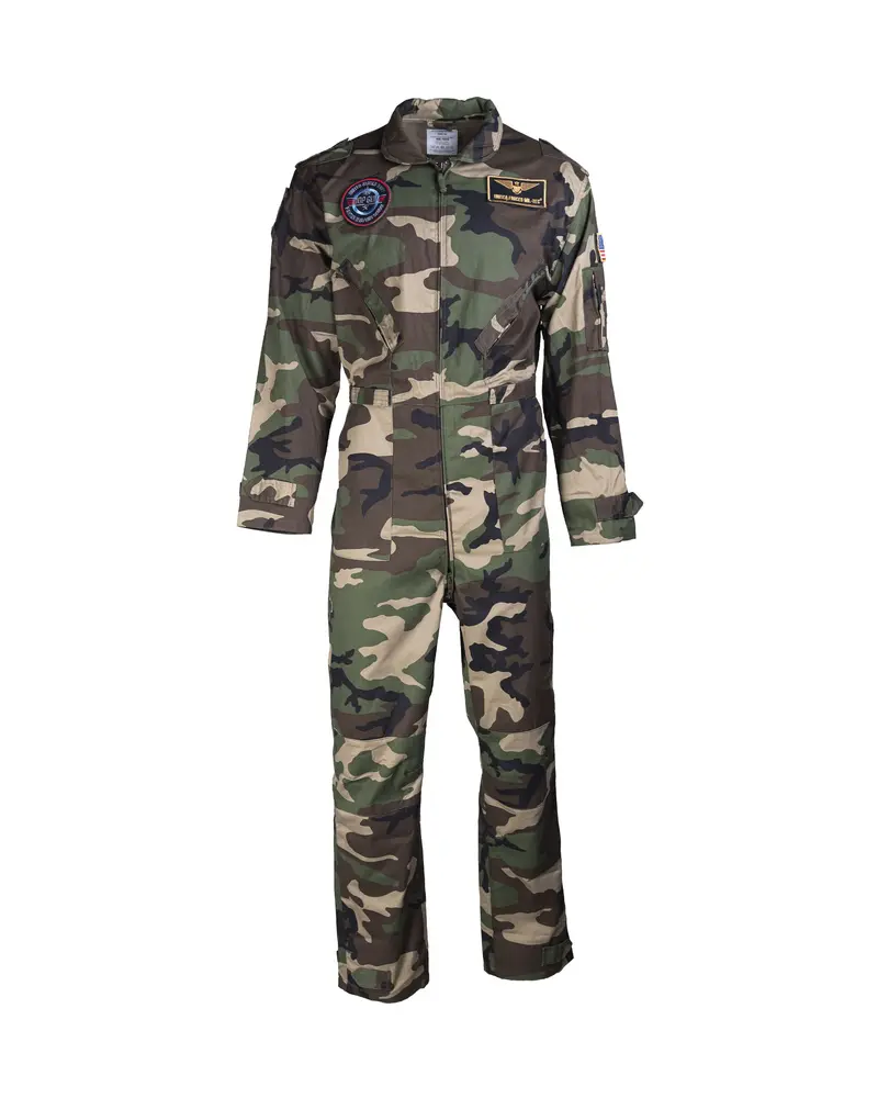 Mil-Tec Mono de Vuelo Militar con Insignias Woodland - Traje Táctico Profesional