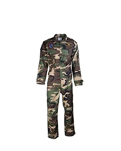 Mil-Tec Mono Infantil Militar Woodland con Insignias - Traje Piloto Niños