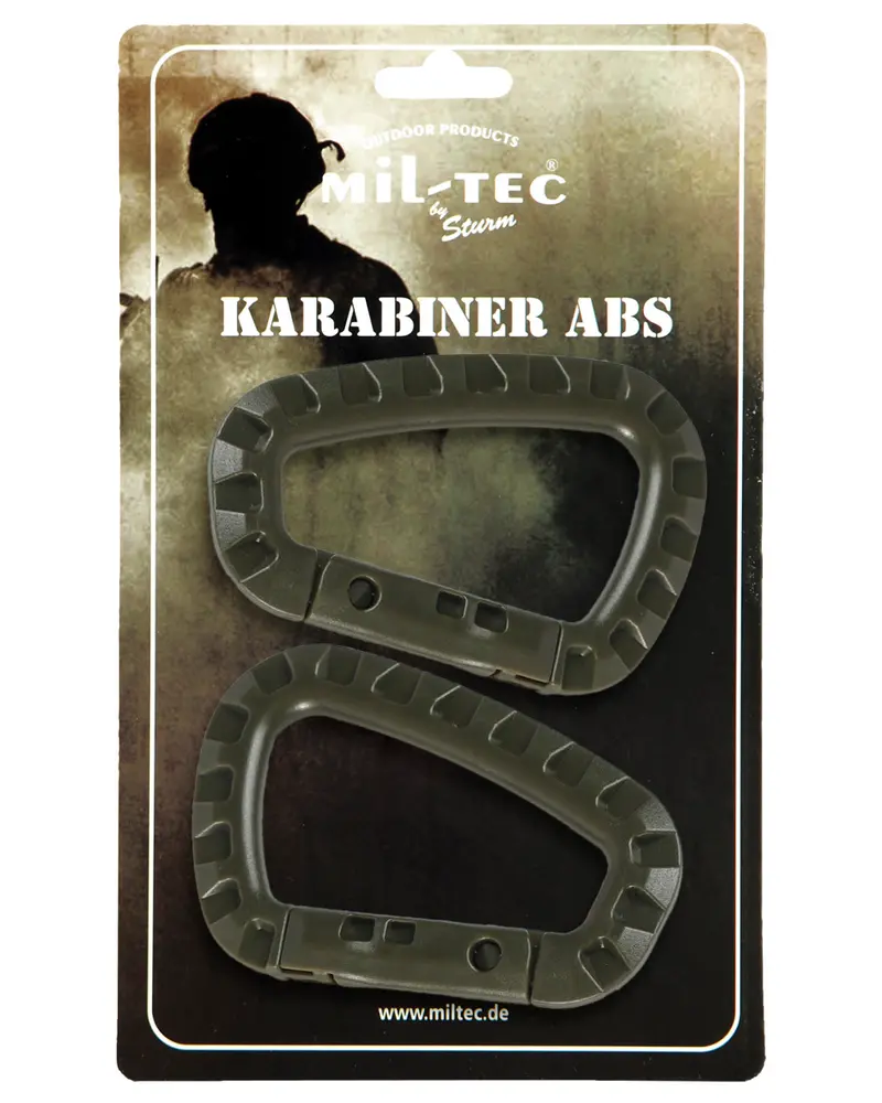 Mil-Tec Mosquetones ABS Pack 2 Unidades Color Oliva - Karabiner Resistentes
