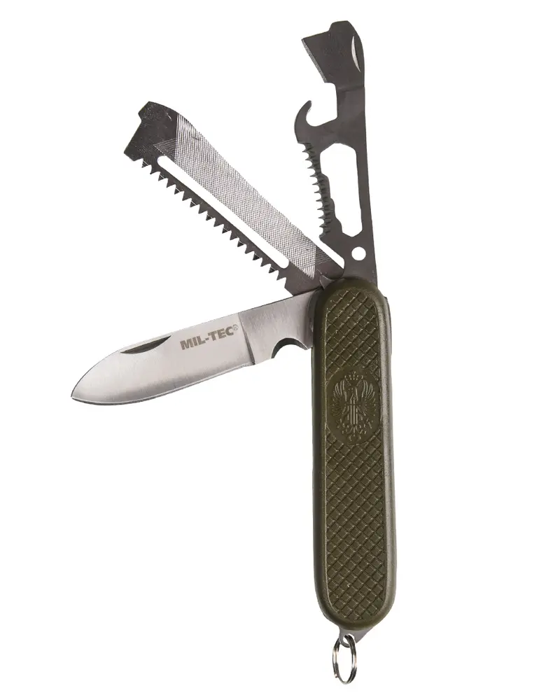 Mil-Tec Navaja Militar Española Multiusos Color Oliva - Herramienta Táctica Compacta