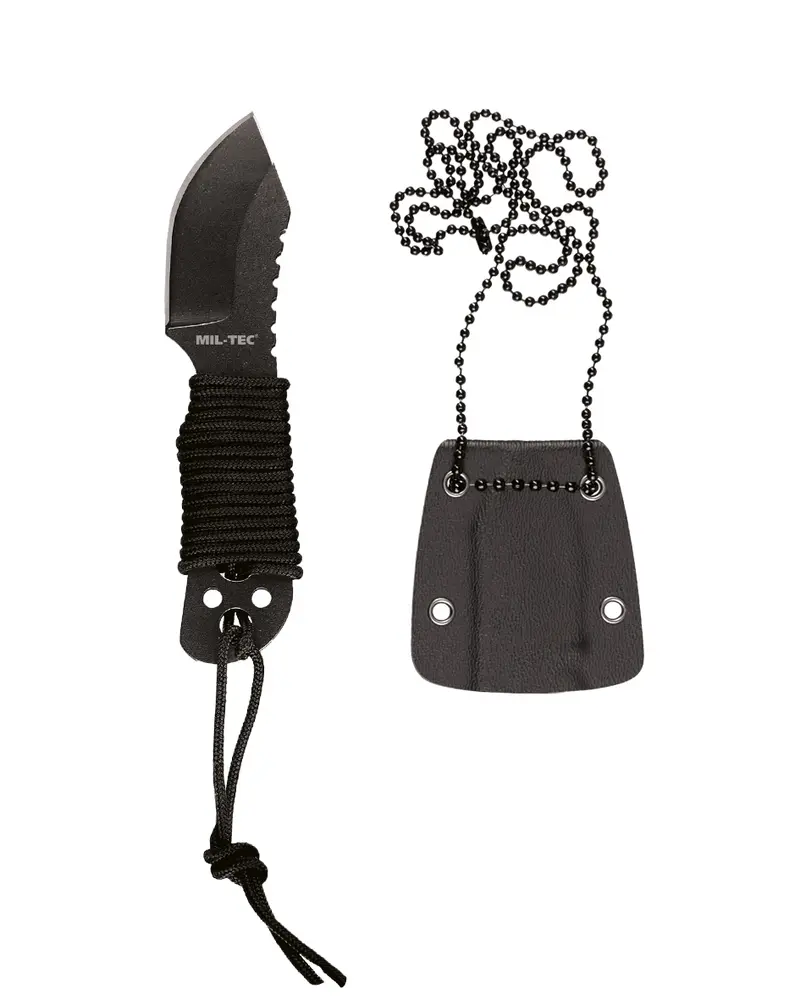 Mil-Tec Neck Knife Paracord M.Kette 10,5cm - Cuchillo Táctico de Cuello Ultraligero
