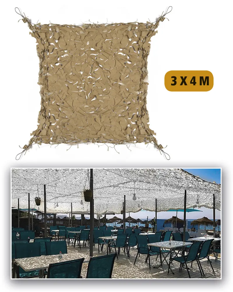 Mil-Tec Netz Broadleaf Shade Sail 3,0x4,0 Desert - Toldo Camuflaje Militar