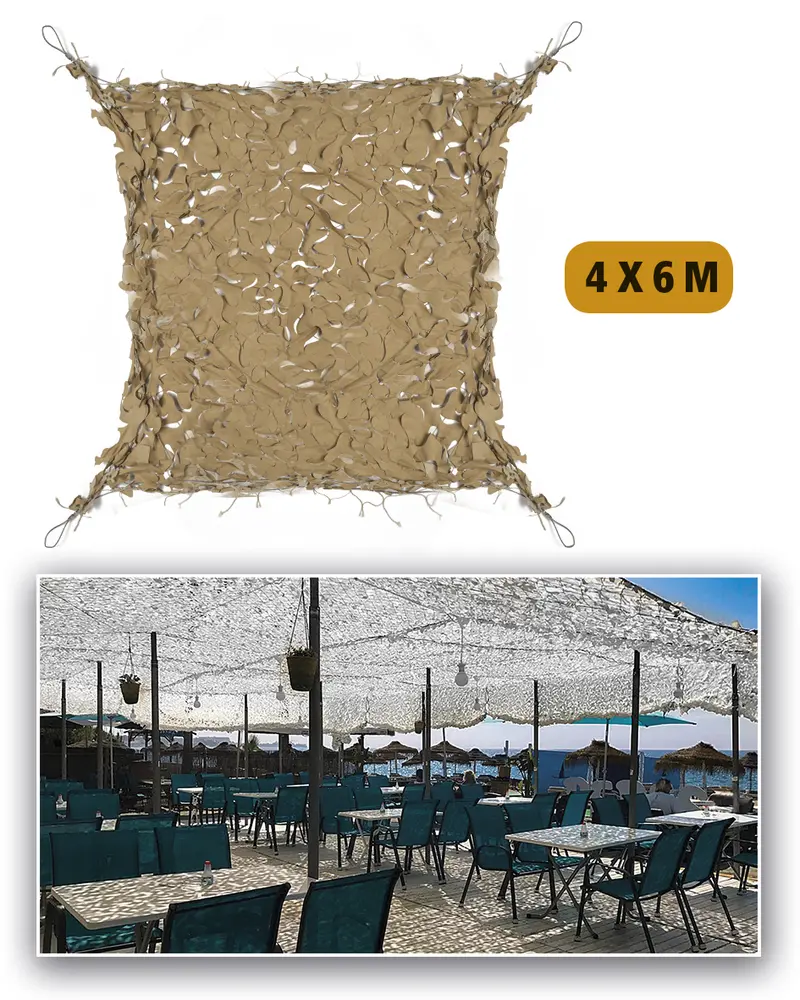 Mil-Tec Netz Broadleaf Shadow Sail 4x6m Desert - Toldo Camuflaje Militar
